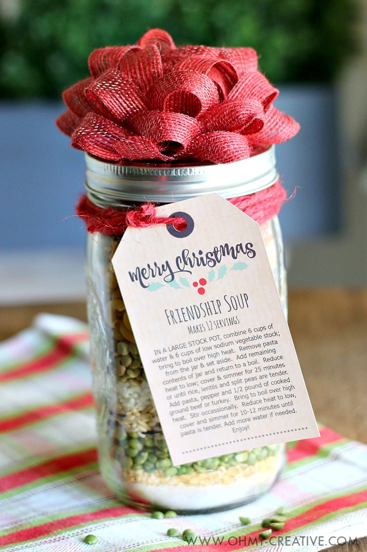 Friendship Soup in a Jar Gift | 25+ Edible Christmas Gifts