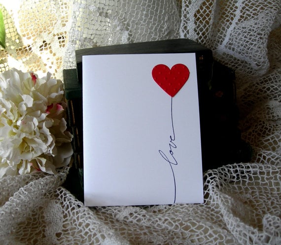 love heart balloon card
