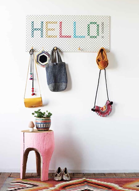Hello Cross Stitch Pegboard | 25+ Cross-Stitch Style Craft Ideas