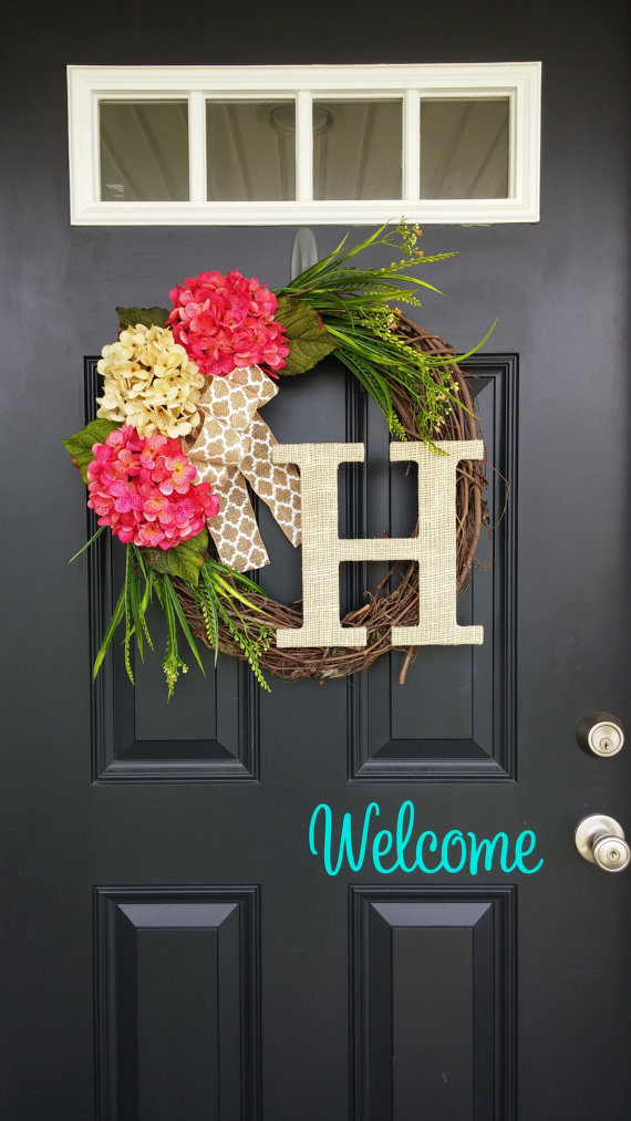 Hydrangea Monogram Wreath | 25+ Spring wreaths