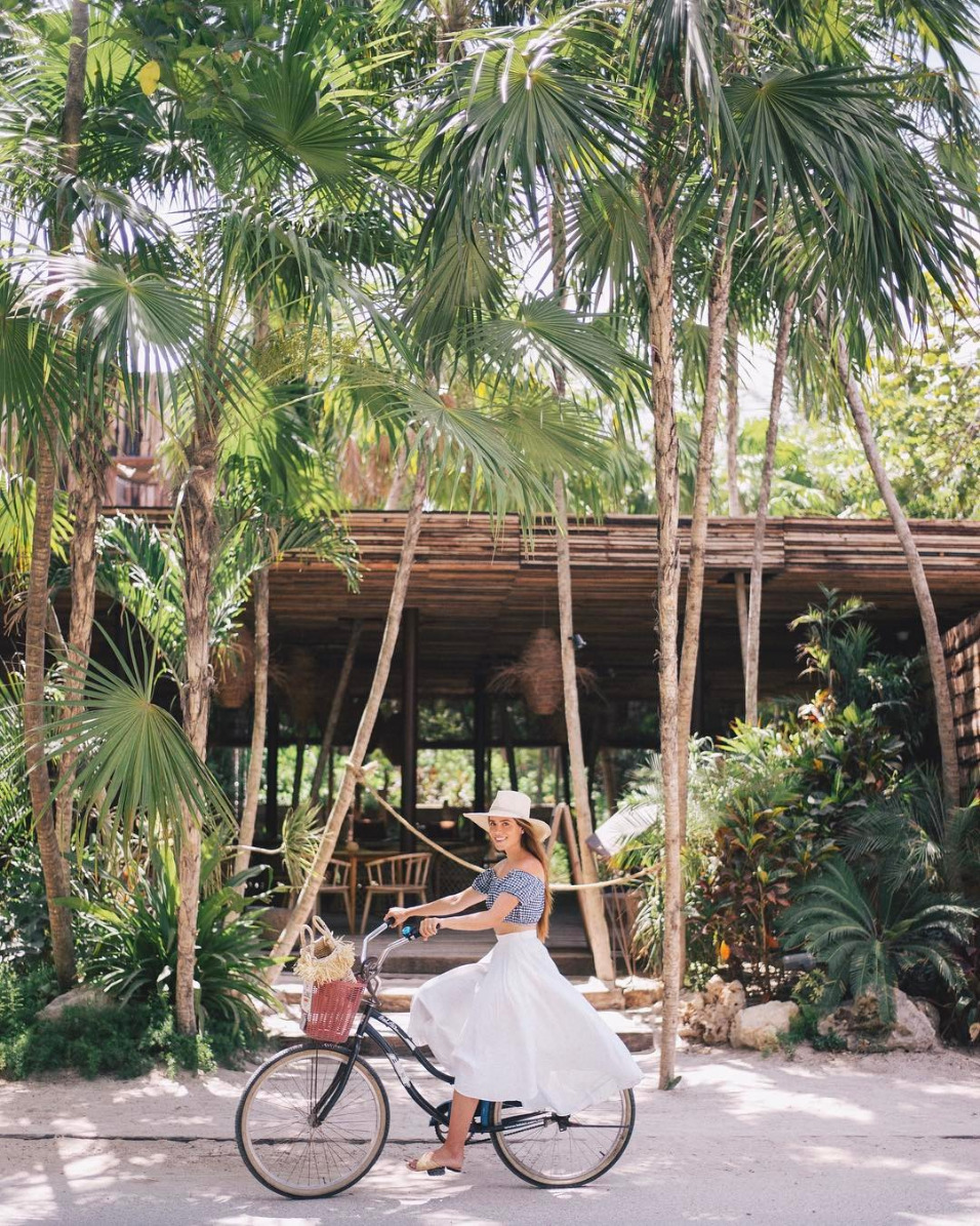 Tulum honeymoon with bicycle and hut