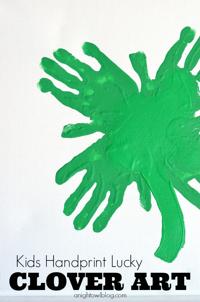 Kids Handprint Lucky Clover Art | 25+ St. Patrick's Day ideas