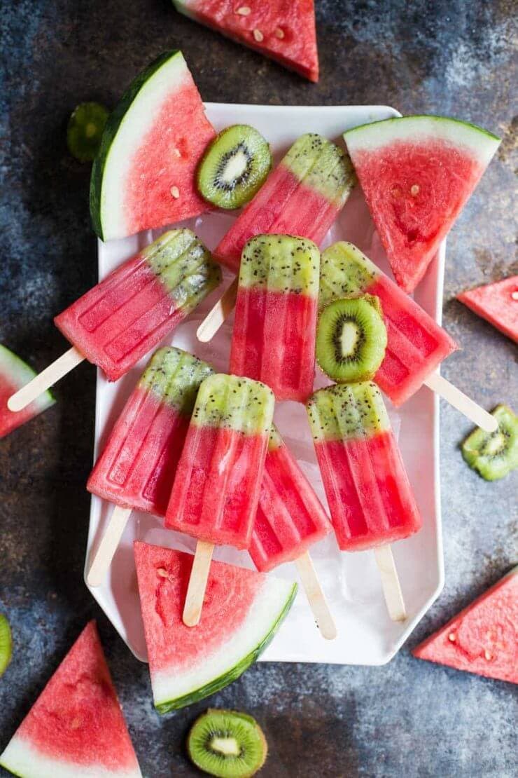 Kiwi Watermelon Fruit Popsicles + 25 Mouth-Watering Watermelon Desserts...the perfect refreshment that shouts, "Summertime is here!"