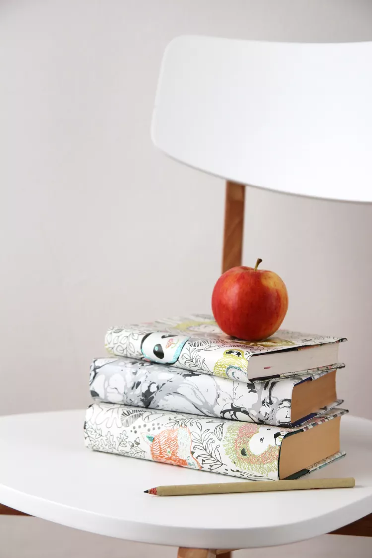 books covered with wrapping paper