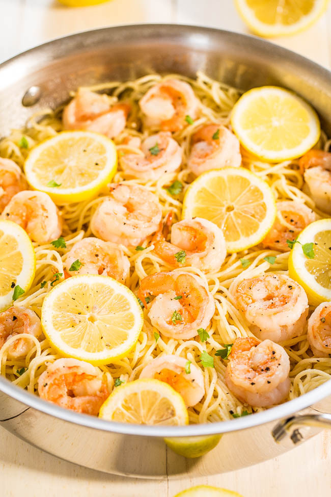 Lemon Butter Garlic Shrimp with angel hair pasta | 25+ Shrimp recipes