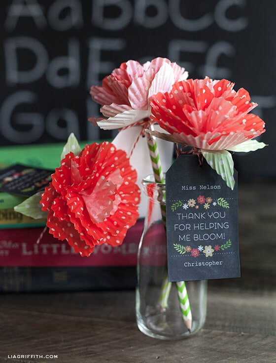 Teacher Appreciation DIY Flowers + 25 Handmade Gift Ideas for Teacher Appreciation - the perfect way to let those special teachers know how important they are in the lives of your children!