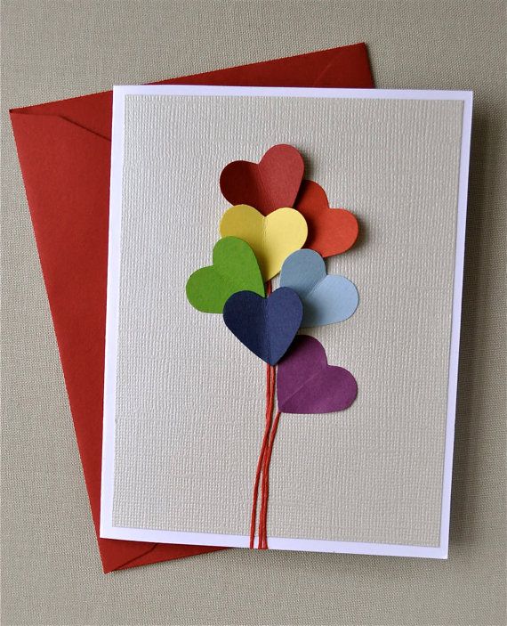 Love is in the air, rainbow heart balloon, blank card | 25+ Rainbow crafts, food and more