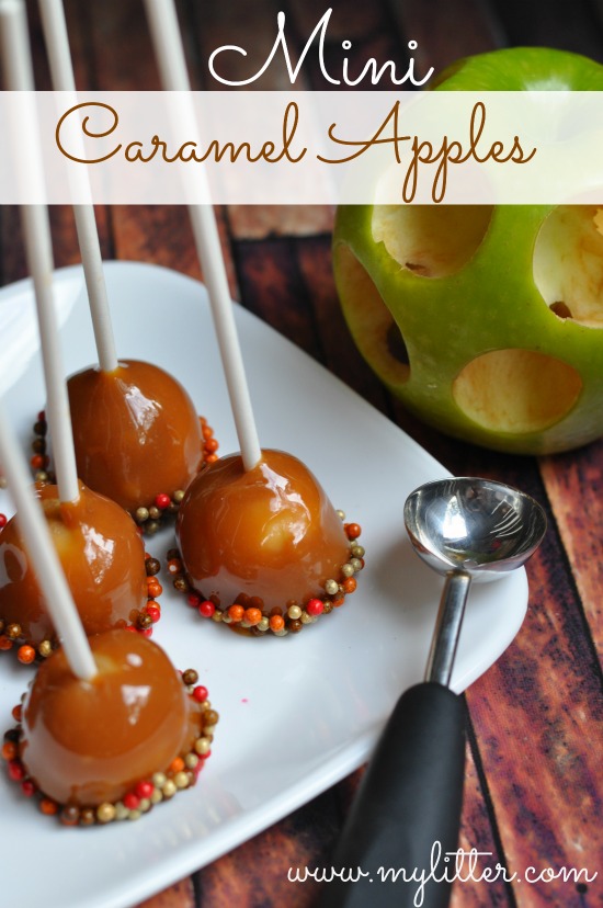 Mini Caramel Apples | 25+ Thanksgiving treats