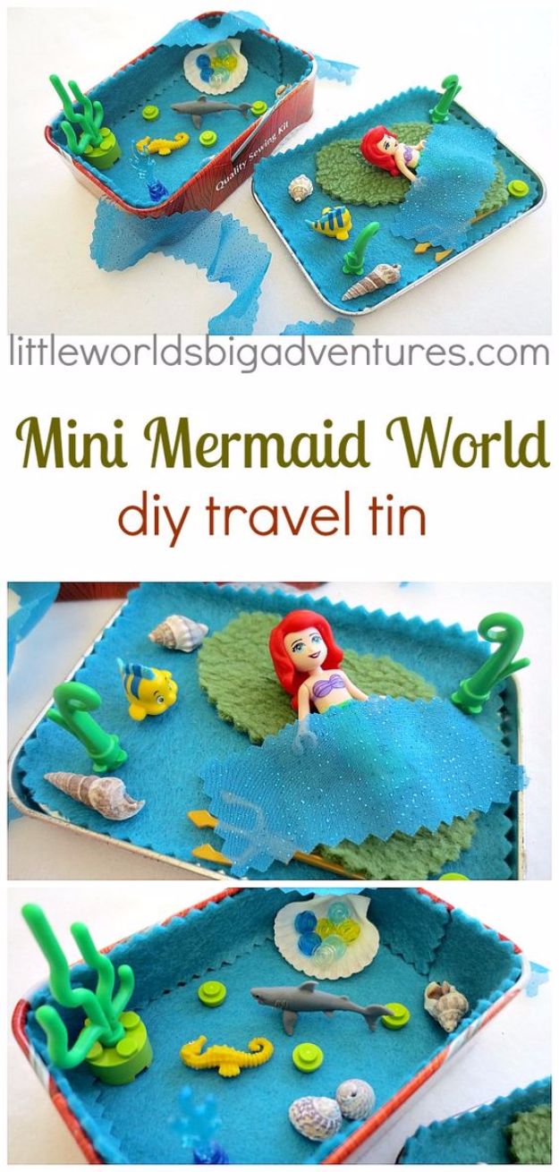 DIY Mermaid Crafts - Mini Mermaid Travel Tin - How To Make Room Decorations, Art Projects, Jewelry, and Makeup For Kids, Teens and Teenagers - Mermaid Costume Tutorials - Fun Clothes, Pillow Projects, Mermaid Tail Tutorial http://diyprojectsforteens.com/diy-mermaid-crafts