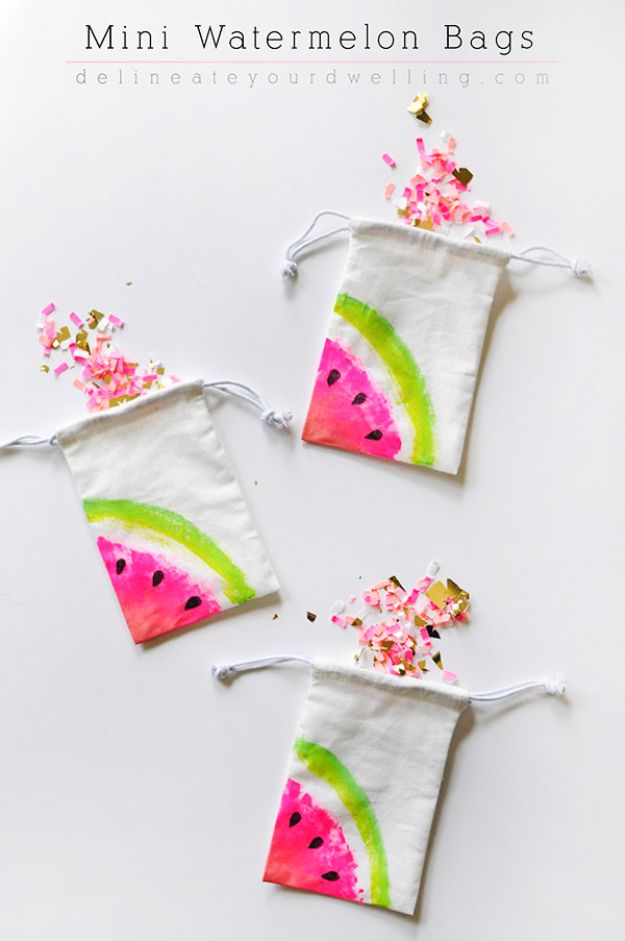 Watermelon Crafts - Mini Watermelon Bags - Easy DIY Ideas With Watermelons - Cute Craft Projects That Make Cool DIY Gifts - Wall Decor, Bedroom Art, Jewelry Idea