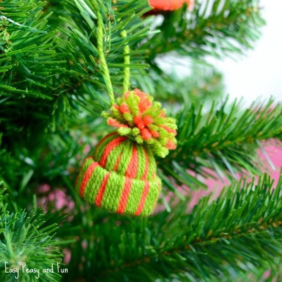 Mini Yarn Hat Ornaments | 25+ MORE Ornaments Kids Can Make