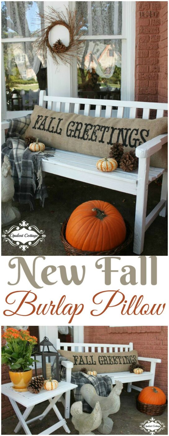 New Fall Burlap Pillow 20 Amazing DIY Fall Porch Decor Ideas