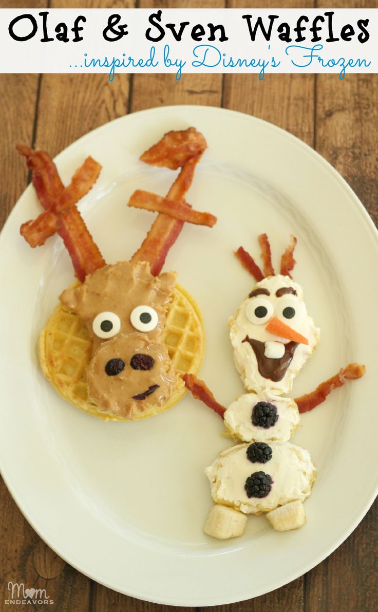 Olaf and Sven Waffles Inspired by Disney's Frozen 25+ Fun Christmas Breakfast Ideas for Kids | NoBiggie.net