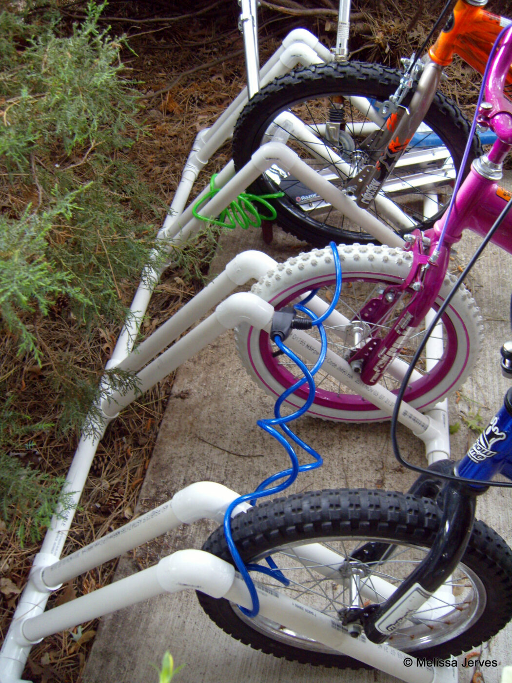 PVC bike rack | 25+ things to make with PVC Pipe