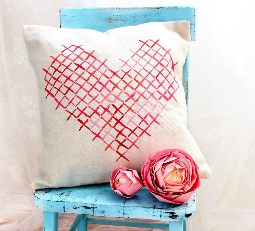 Painted Cross Stitch Pillow | 25+ Cross-Stitch Style Craft Ideas