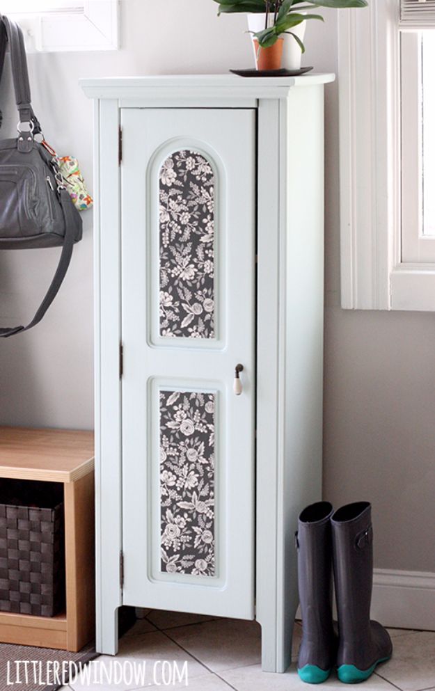Mod Podge Crafts - Painted Entryway Wood Cabinet - DIY Modge Podge Ideas On Wood, Glass, Canvases, Fabric, Paper and Mason Jars - How To Make Pictures, Home Decor, Easy Craft Ideas and DIY Wall Art for Beginners - Cute, Cheap Crafty Homemade Gifts for Christmas and Birthday Presents http://diyjoy.com/mod-podge-crafts