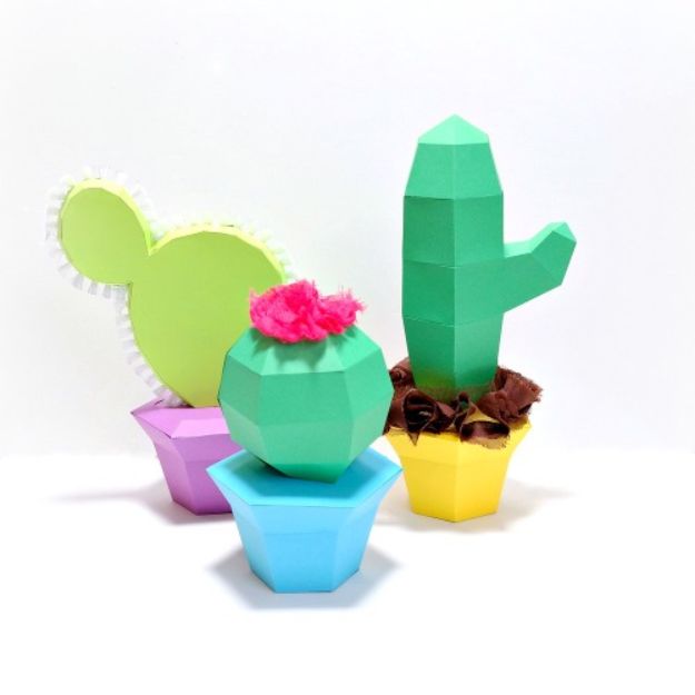 DIY Cactus Crafts | Paper Cactus Trio l Craft Ideas and Home Decor | Painting Tutorials, Gifts, Rocks, Cardboard, Wood Cactus Decorations