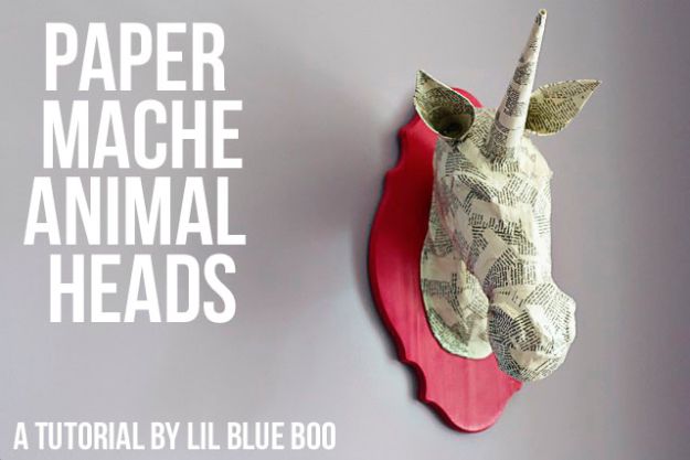 Creative Paper Mache Crafts - Paper Mache Animal Heads - Easy DIY Ideas for Making Paper Mache Projects - Cool Newspaper and Paper Bag Craft Tips - Recipe for for How To Make Homemade Paper Mashe paste - Halloween Masks and Costume Tutorials - Sculpture, Animals and Ideas for Kids http://diyprojectsforteens.com/paper-mache-crafts