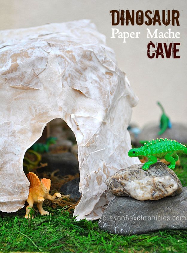 Creative Paper Mache Crafts - Paper Mache Dinosaur Cave - Easy DIY Ideas for Making Paper Mache Projects - Cool Newspaper and Paper Bag Craft Tips - Recipe for for How To Make Homemade Paper Mashe paste - Halloween Masks and Costume Tutorials - Sculpture, Animals and Ideas for Kids http://diyprojectsforteens.com/paper-mache-crafts