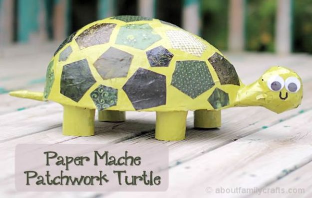 Creative Paper Mache Crafts - Paper Mache Patchwork Turtle - Easy DIY Ideas for Making Paper Mache Projects - Cool Newspaper and Paper Bag Craft Tips - Recipe for for How To Make Homemade Paper Mashe paste - Halloween Masks and Costume Tutorials - Sculpture, Animals and Ideas for Kids http://diyprojectsforteens.com/paper-mache-crafts