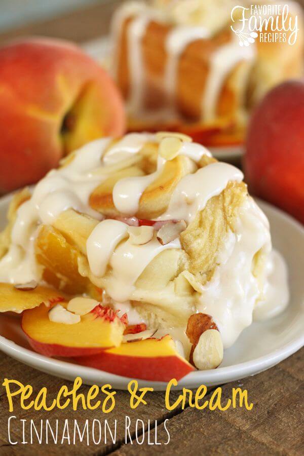 Peaches and Cream Cinnamon Rolls | 25+ Peach recipes