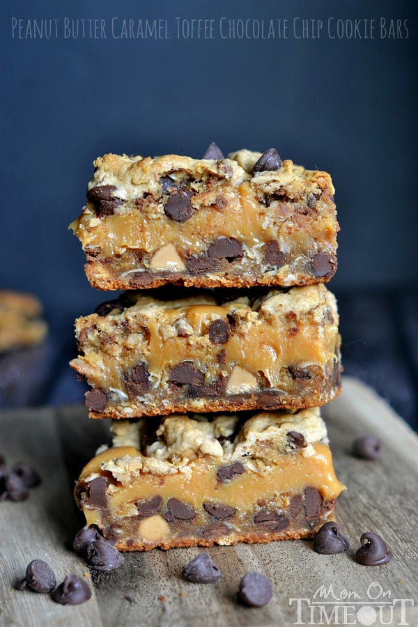 Peanut Butter Caramel Toffee Chocolate Chip Cookie Bars | 25+ MORE Peanut butter and Chocolate desserts