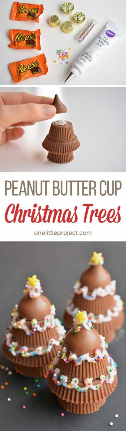 Peanut Butter Cup Christmas Trees | 25+ Cute Christmas Treats