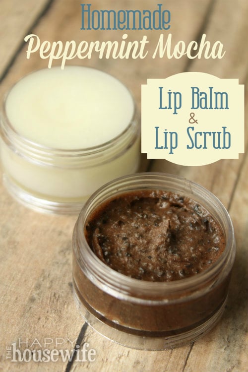 Peppermint Mocha Lip Scrub Lip Balm | 25+ bath and body recipes