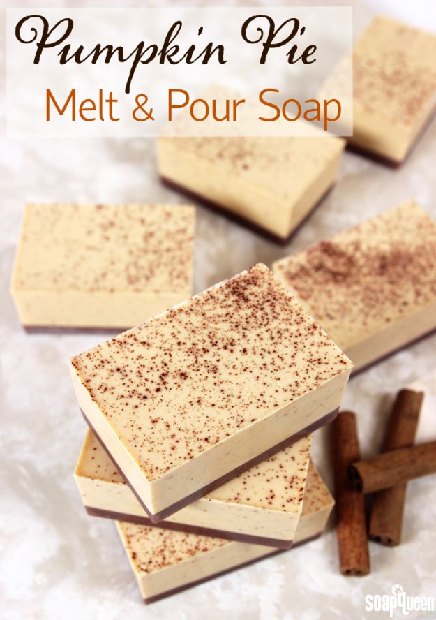 Soap Recipes DIY - Pumpkin Pie Melt and Pour Soap - DIY Soap Recipe Ideas - Best Soap Tutorials for Soap Making Without Lye - Easy Cold Process Melt and Pour Tips for Beginners - Crockpot, Essential Oils, Homemade Natural Soaps and Products - Creative Crafts and DIY for Teens, Kids and Adults http://diyprojectsforteens.com/cool-soap-recipes