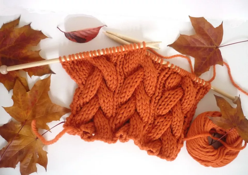 Pumpkin Orange Cable Knit Scarf Pattern
