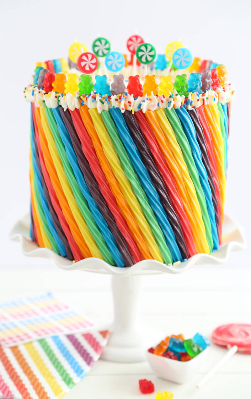Rainbow candy cake + Top 50 Rainbow Desserts - the perfect way to celebrate St. Patrick's Day and welcome spring!