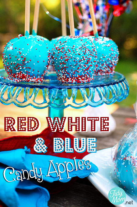 Red White and Blue Candy Apples | 25+ 4th of July Party ideas