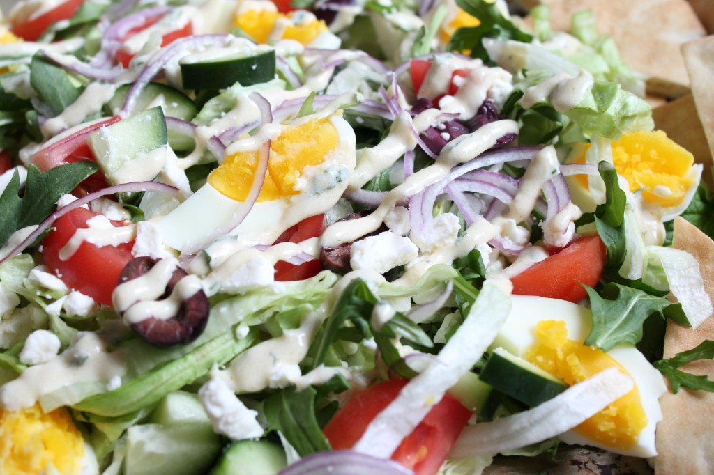 Mediterranean Salad with hummus mint dressing | 25+ delicious salad recipes