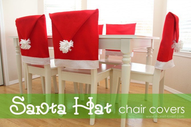 Santa Hat chair covers | 25+ easy DIY Christmas decor