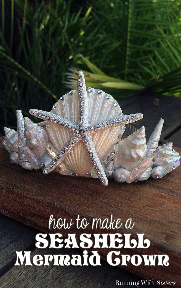 DIY Mermaid Crafts - Seashell Mermaid Crown - How To Make Room Decorations, Art Projects, Jewelry, and Makeup For Kids, Teens and Teenagers - Mermaid Costume Tutorials - Fun Clothes, Pillow Projects, Mermaid Tail Tutorial http://diyprojectsforteens.com/diy-mermaid-crafts