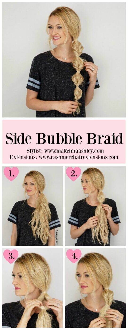 Easy Braids With Tutorials - Side Bubble Braid - Cute Braiding Tutorials for Teens, Girls and Women - Easy Step by Step Braid Ideas - Quick Hairstyles for School - Creative Braids for Teenagers - Tutorial and Instructions for Hair Braiding http://diyprojectsforteens.com/easy-braids-tutorials