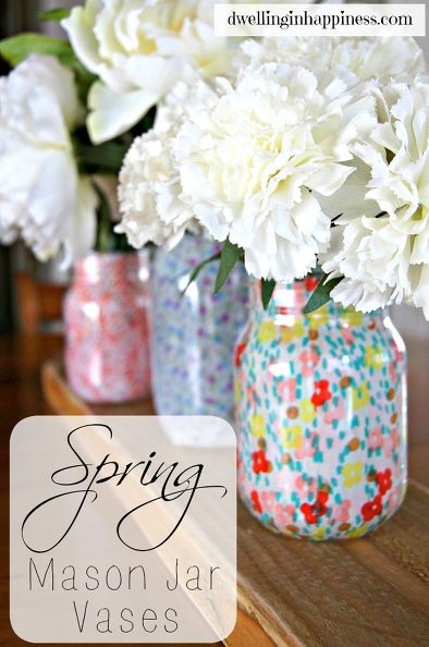 Spring mason jar vases | 25+ May Day ideas