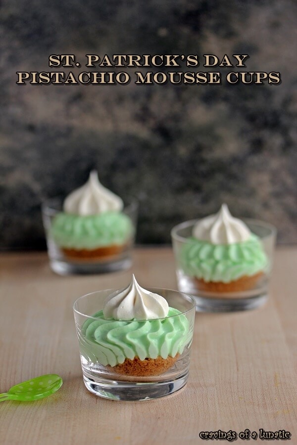St Patricks Day Pistachio Mousse Cups | Top 50 St. Patrick's Day Green Food - have fun with St. Patrick's Day and surprise your family and friends with these fun, festive green recipes!