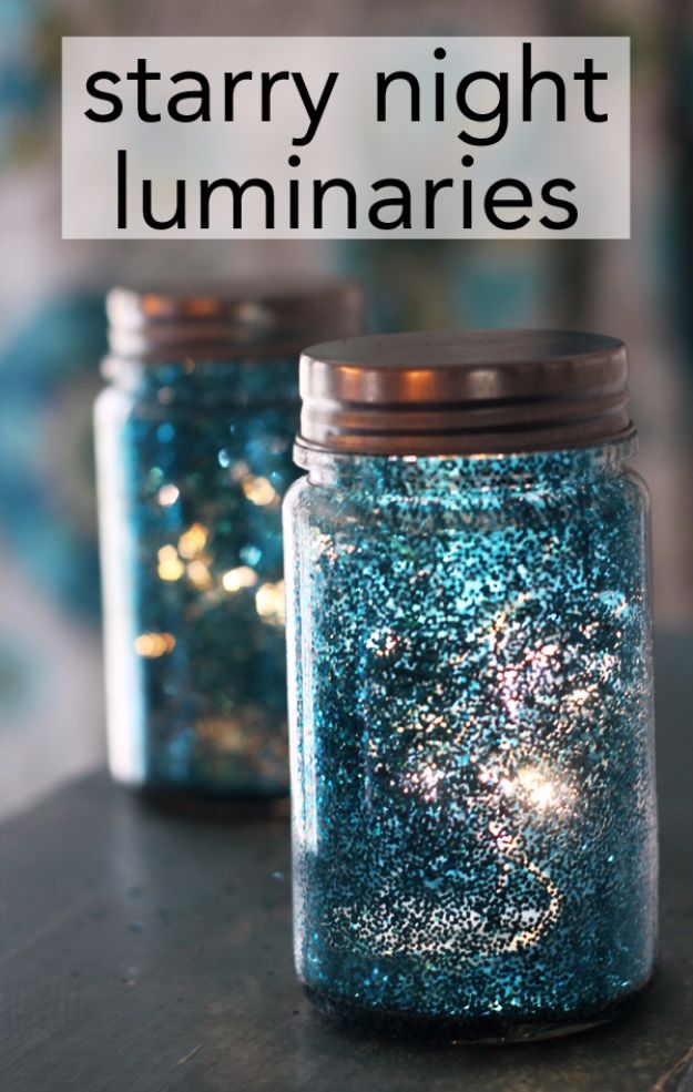 Galaxy DIY Crafts - Starry Night Luminaries - Easy Room Decor, Cool Clothes, Fun Fabric Ideas and Painting Projects - Food, Cookies and Cupcake Recipes - Nebula Galaxy In A Jar - Art for Your Bedroom - Shirt, Backpack, Soap, Decorations for Teens, Kids and Adults http://diyprojectsforteens.com/galaxy-crafts