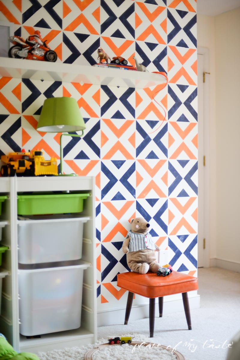 Stenciled accent wall with Royal Design Stencils (22)