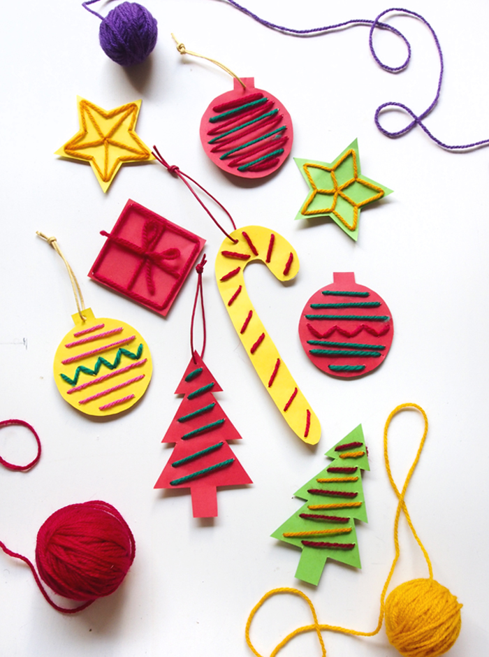 Stitched paper ornaments | 25+ ornaments kids can make