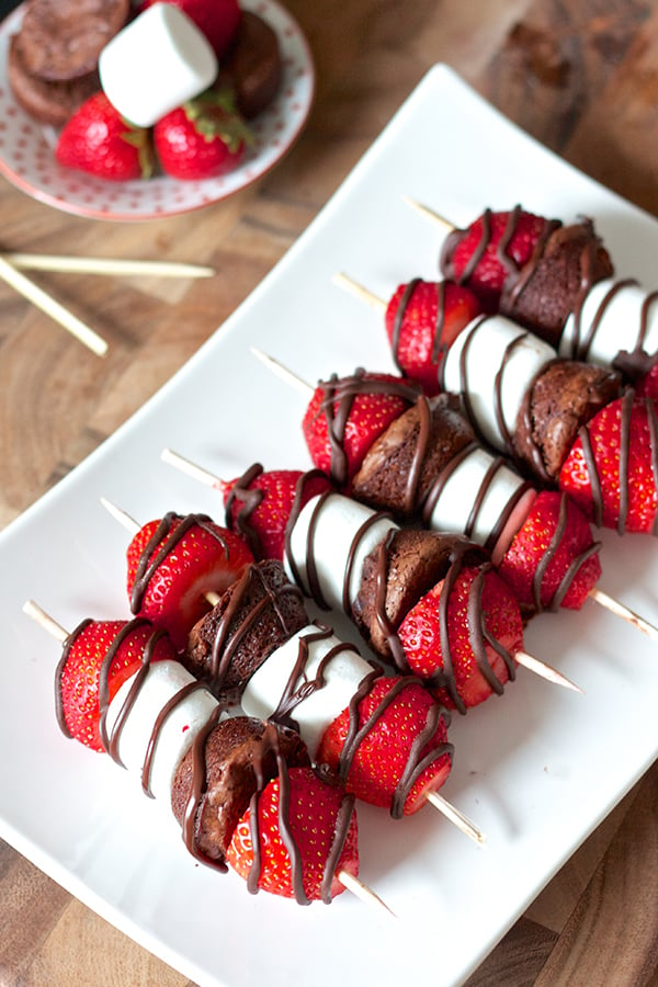 Strawberry Brownie Kabobs | 25+ Desserts on a Stick