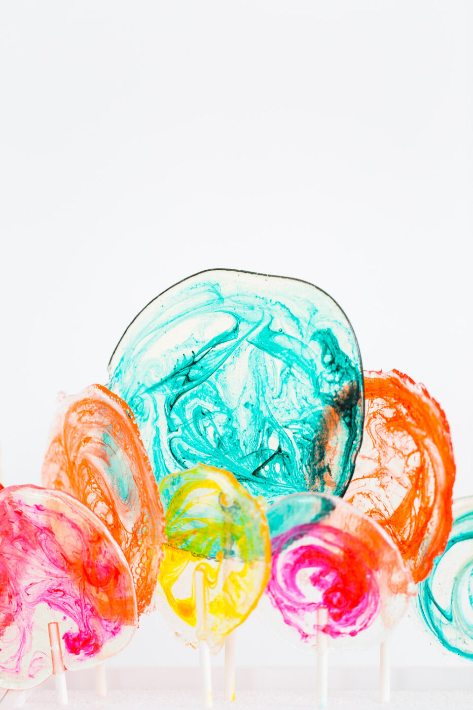 colorful marbled lollipops