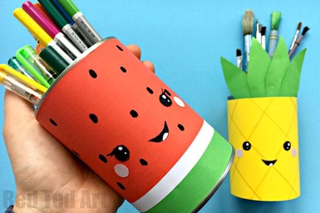 Watermelon Crafts - Summer Pencil Holders - Easy DIY Ideas With Watermelons - Cute Craft Projects That Make Cool DIY Gifts - Wall Decor, Bedroom Art, Jewelry Idea