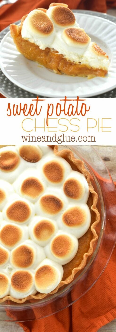 Sweet Potato Chess Pie Thanksgiving Dessert Recipe | Wine & Glue - The BEST Classic, Improved and Traditional Thanksgiving Dinner Menu Favorites Recipes - Main Dishes, Side Dishes, Appetizers, Salads, Yummy Desserts and more!