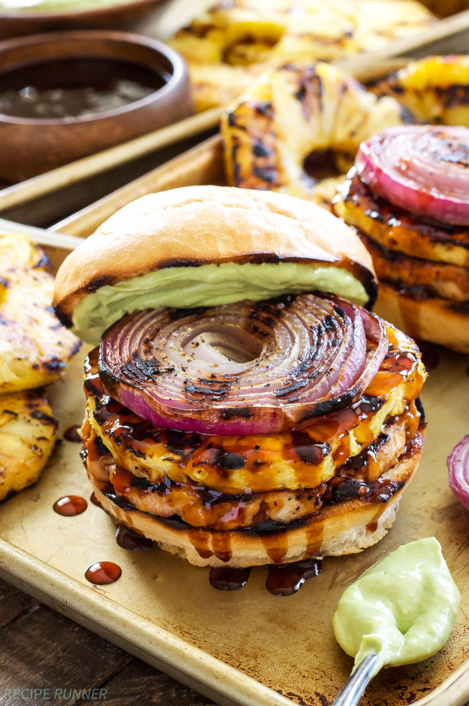 Teriyaki Turkey Burgers with grilled pineapple and onions | 25+ Burger recipes