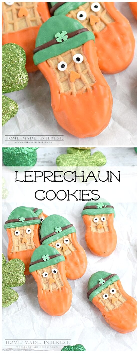 "These leprechaun cookies are a fun and easy St. Patrick’s day treat for St. patrick’s day parties or just a treat for the kids."  via Home. Made. Interest.  #easystpatricksdaydesserts #stpatricksday #stpatricksdayparty #stpatricksdaypartyfood #lucky #luckygreen #luckytreats #shamrocks #clovers #rainbowtreats #leprechantreats