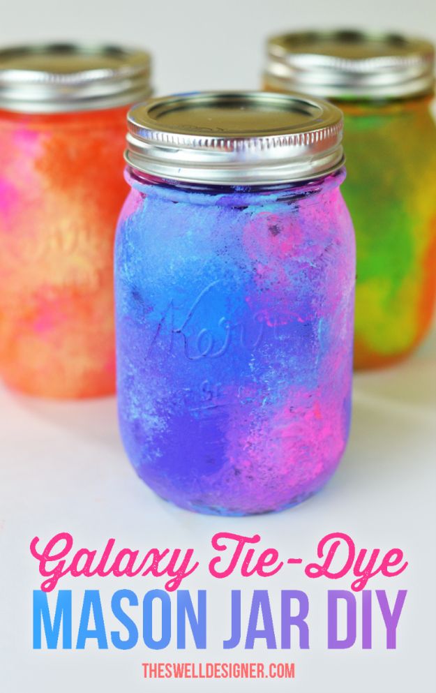Galaxy DIY Crafts - Tie Dye Galaxy Art Mason Jars DIY - Easy Room Decor, Cool Clothes, Fun Fabric Ideas and Painting Projects - Food, Cookies and Cupcake Recipes - Nebula Galaxy In A Jar - Art for Your Bedroom - Shirt, Backpack, Soap, Decorations for Teens, Kids and Adults http://diyprojectsforteens.com/galaxy-crafts