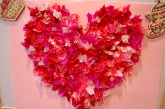 Tissue Paper Hearts | 25+ Valentine Crafts for Kids