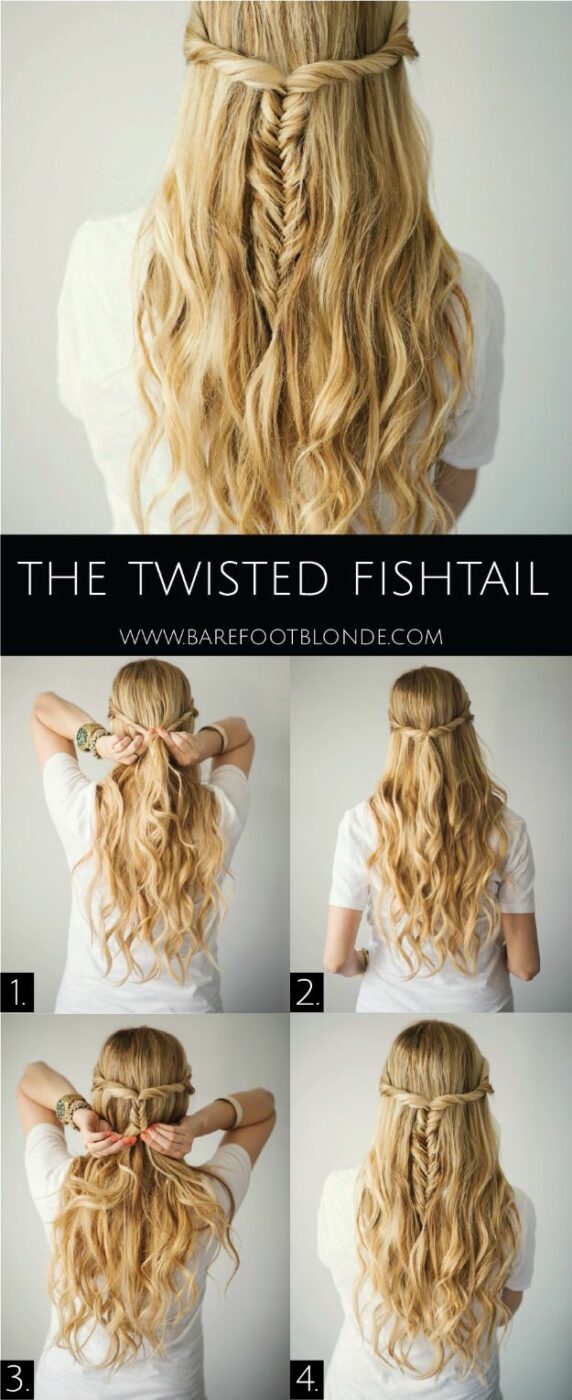 Easy Braids With Tutorials - Twisted Fishtail - Cute Braiding Tutorials for Teens, Girls and Women - Easy Step by Step Braid Ideas - Quick Hairstyles for School - Creative Braids for Teenagers - Tutorial and Instructions for Hair Braiding http://diyprojectsforteens.com/easy-braids-tutorials